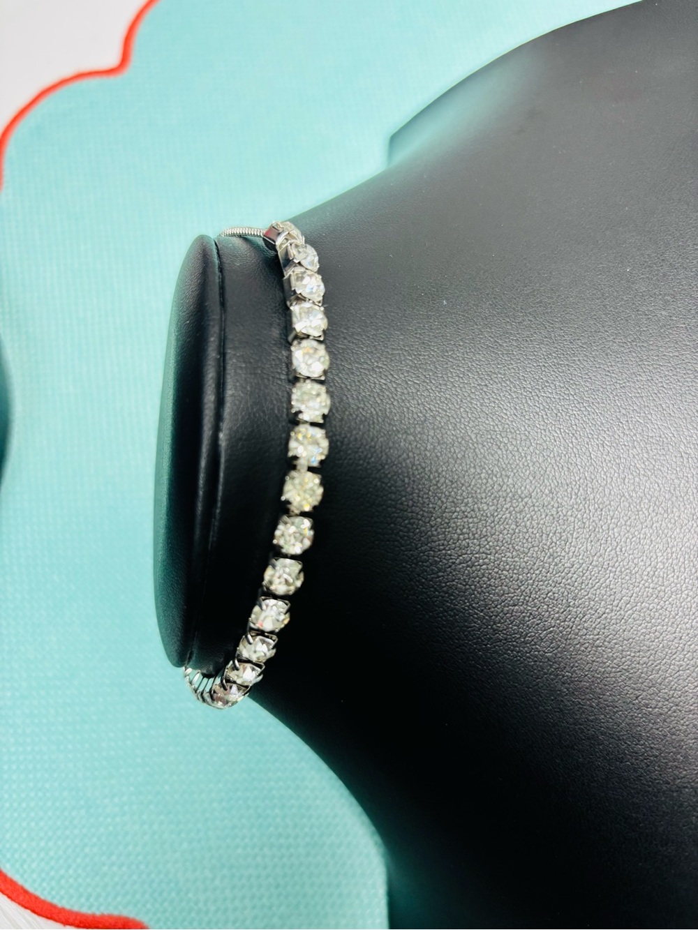 Badgley Mischka Siver Crystal Adjustable Tennis Bracelet. Preloved